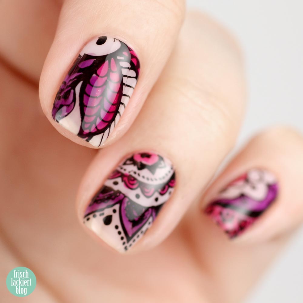 Blumen Stamping mit p2 gloss goes neon