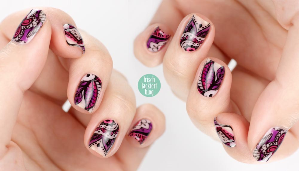 Blumen Stamping mit p2 gloss goes neon