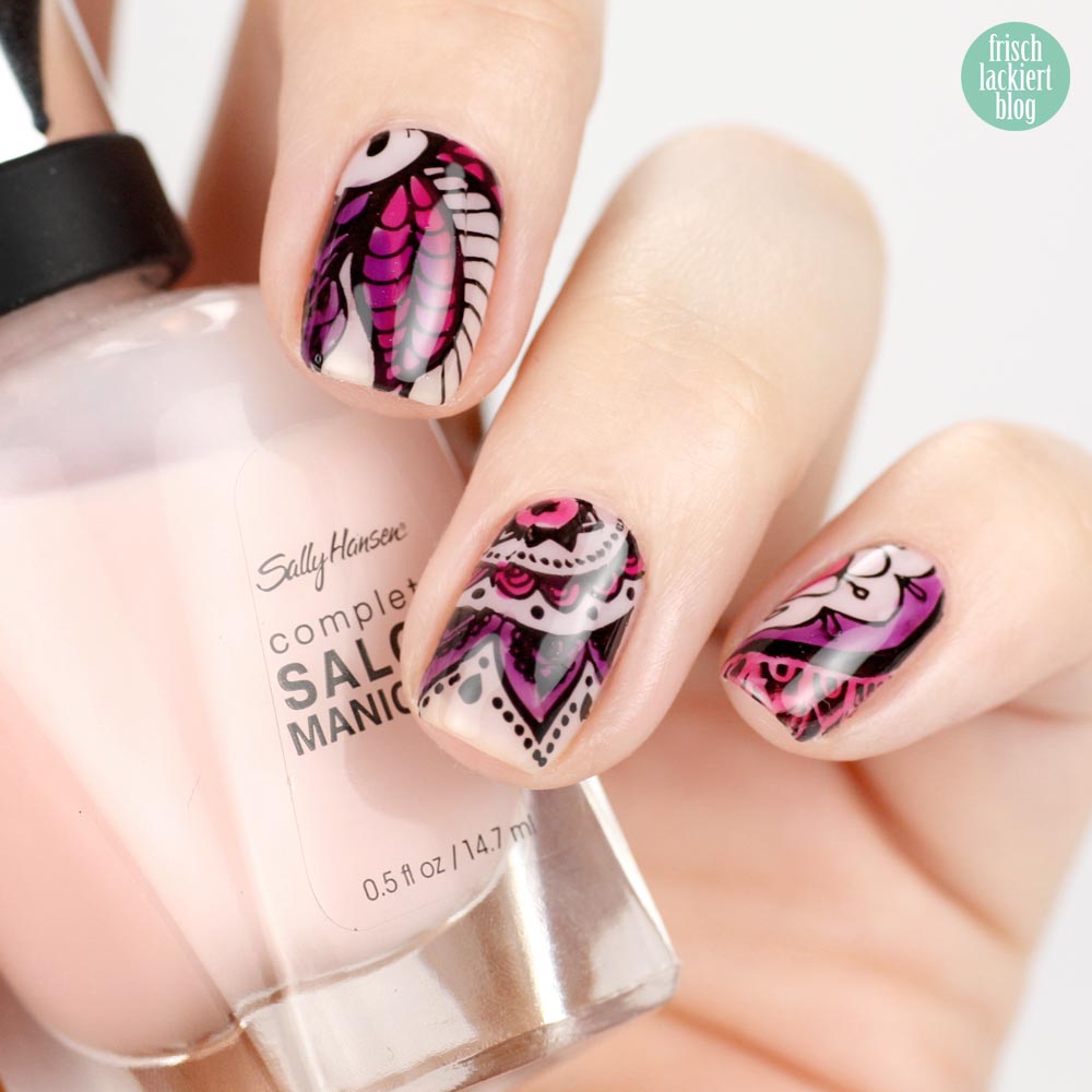 Blumen Stamping mit p2 gloss goes neon