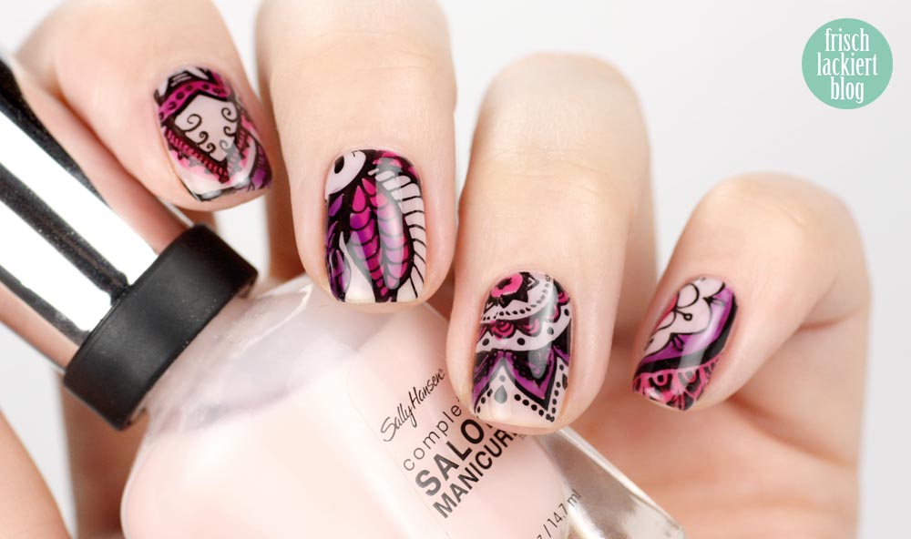 Blumen Stamping mit p2 gloss goes neon