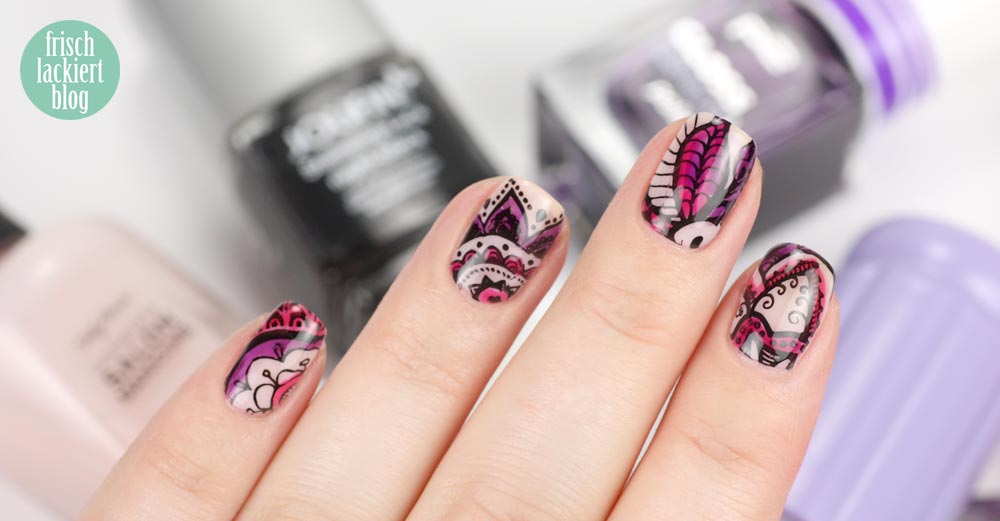 Blumen Stamping mit p2 gloss goes neon