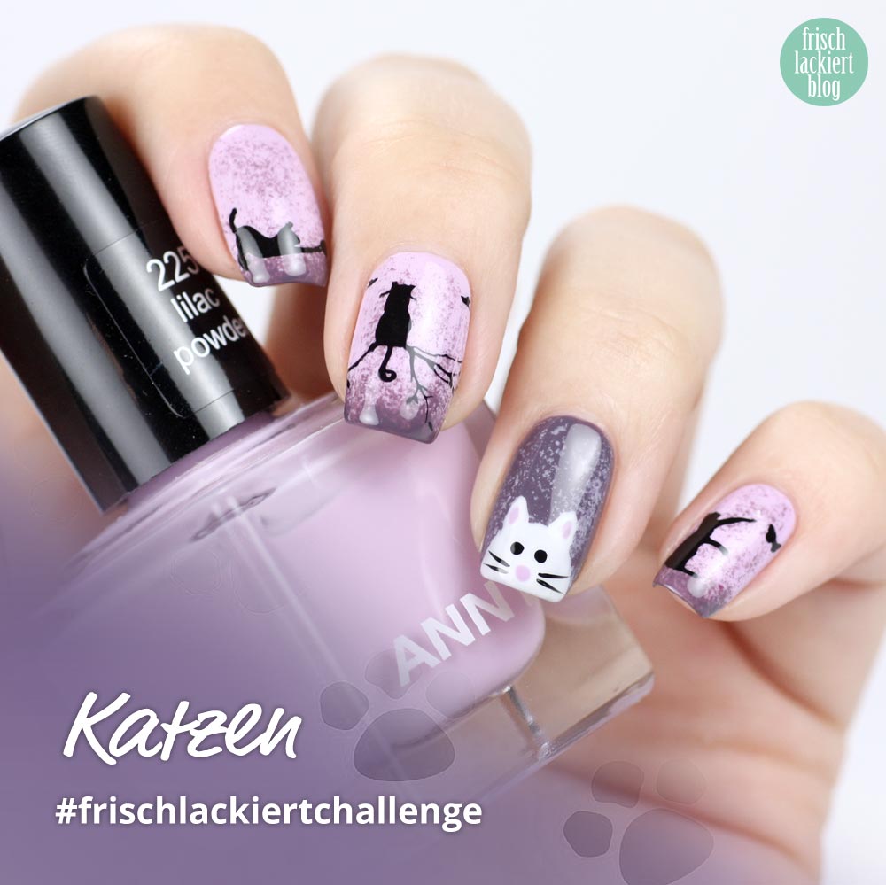 Frischlackiert-Challenge – Katzen Nailart – Cat Naildesign