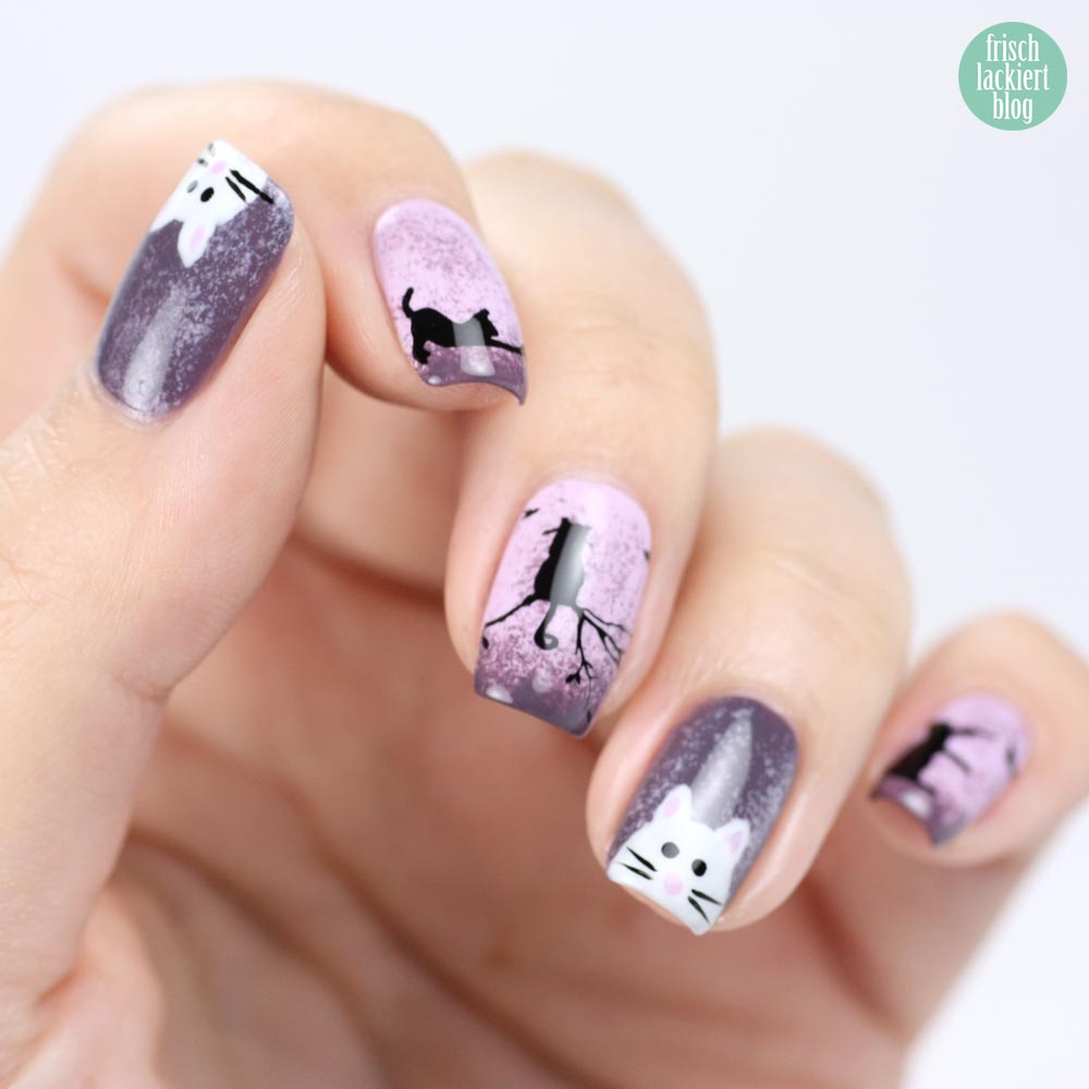 Frischlackiert-Challenge – Katzen Nailart – Cat Naildesign