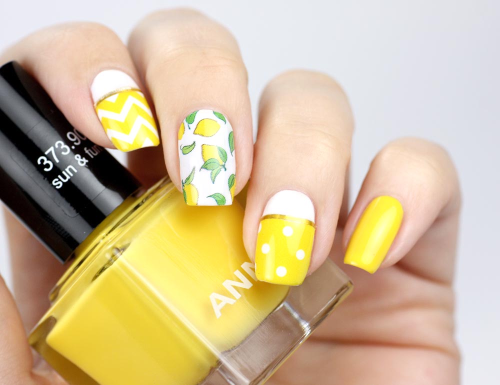 Frischlackiert-Challenge Obst Nailart – Stickergigant Nailwraps Zitronenpicknick - by frischlackiert