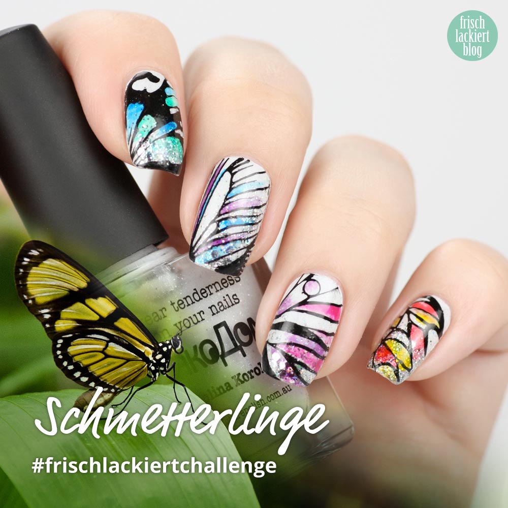 Frischlackiert-Challenge Schmetterling Nailart – butterfly nails by frischlackiert