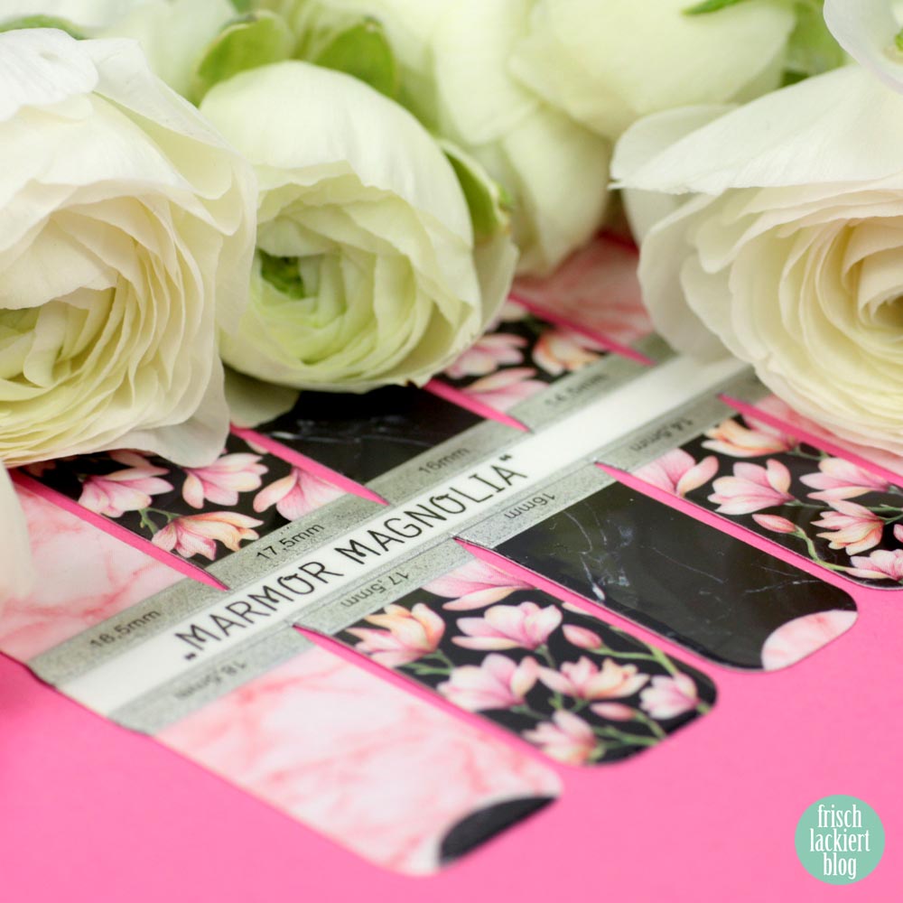 Sticker Gigant – Marmor Magnolia – Nailwraps – Nagelsticker Rosa Schwarz – swatch by frischlackiert