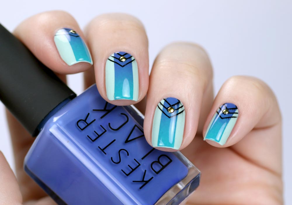 Gradient Nailart mit Decals – Verlauf Streifen mit Stamping Tutorial – Frischlackiert-Challenge - by frischlackiert