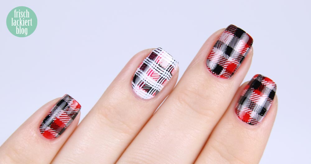 Frischlackiert-Challenge – Kariert – squared nailart - rot schwarz - by frischlackiert