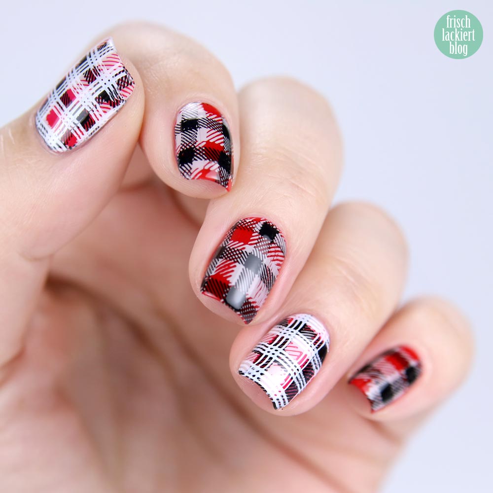 Frischlackiert-Challenge – Kariert – squared nailart - rot schwarz - by frischlackiert