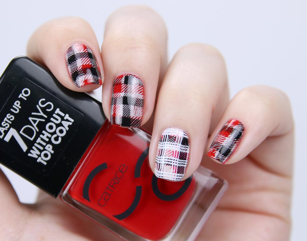 Frischlackiert-Challenge – Kariert – squared nailart - rot schwarz - by frischlackiert