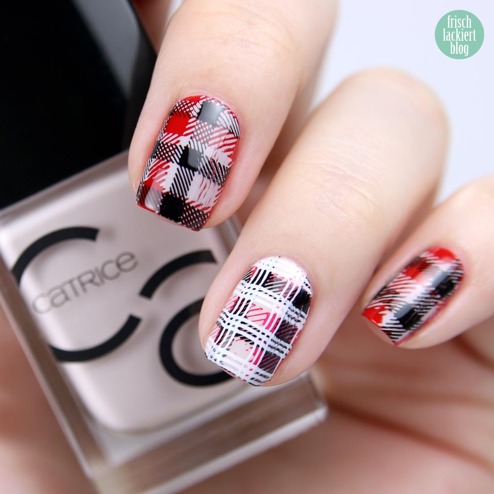 Frischlackiert-Challenge – Kariert – squared nailart - rot schwarz - by frischlackiert