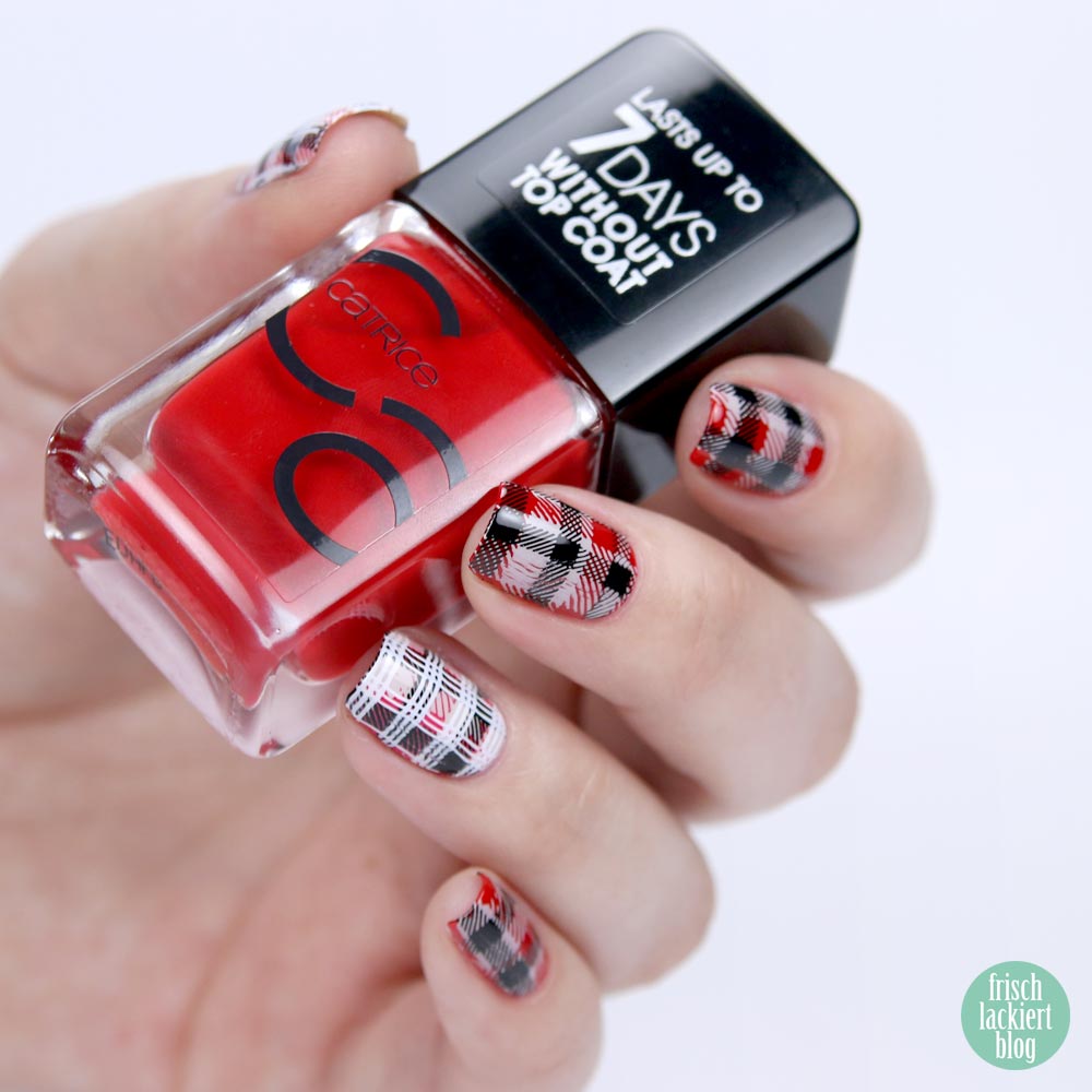 Frischlackiert-Challenge – Kariert – squared nailart - rot schwarz - by frischlackiert