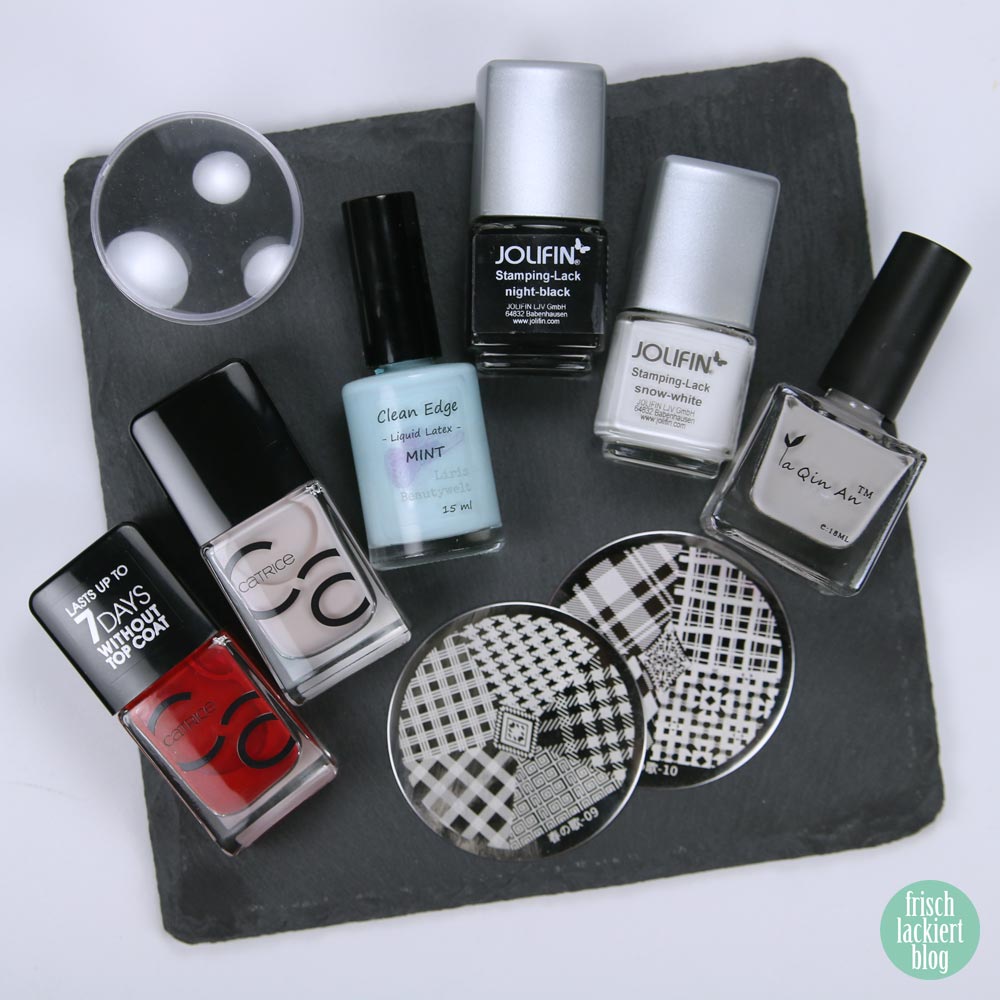 Frischlackiert-Challenge – Kariert – squared nailart - rot schwarz - by frischlackiert