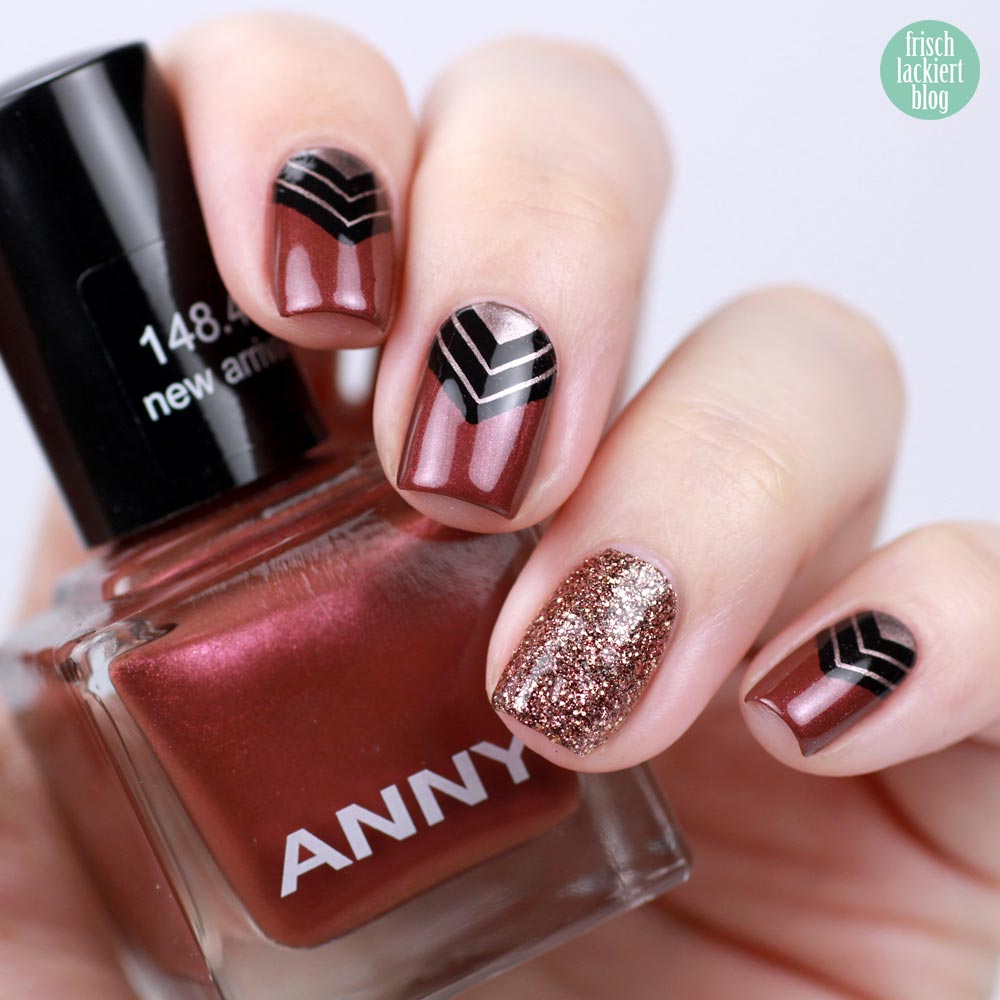 Frischlackiert-Challenge – Roségold Nailart mit Dreieick Stamping – ANNY new arrival – by frischlackiert