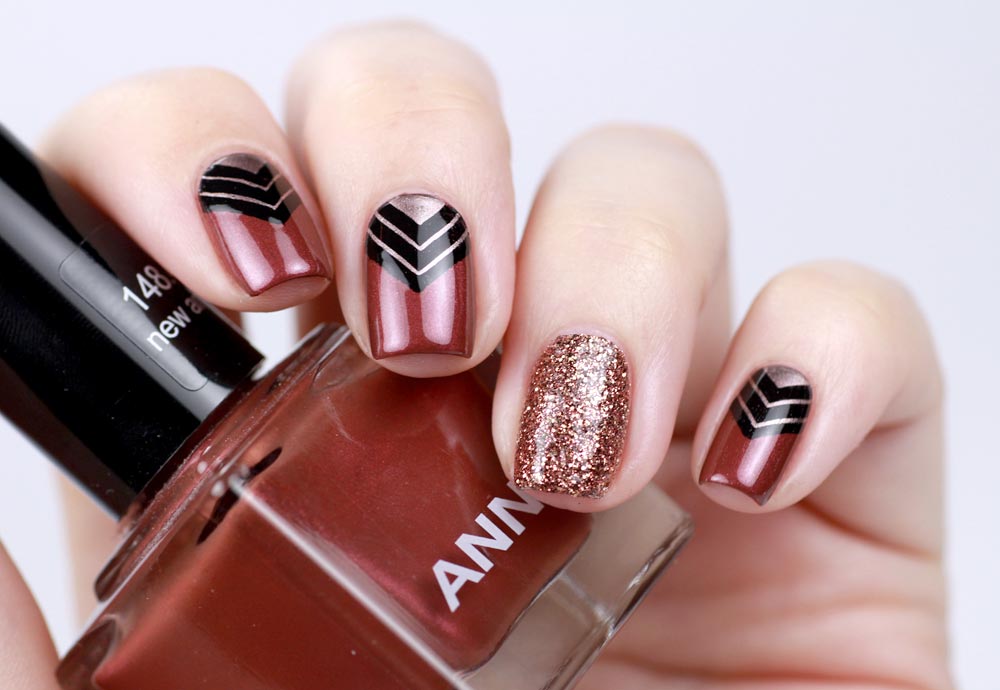 Frischlackiert-Challenge – Roségold Nailart mit Dreieick Stamping – ANNY new arrival – by frischlackiert