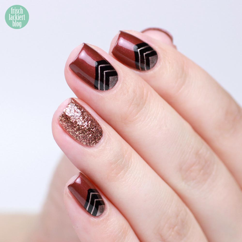 Frischlackiert-Challenge – Roségold Nailart mit Dreieick Stamping – ANNY new arrival – by frischlackiert