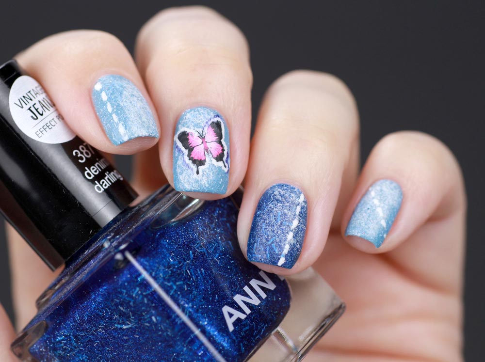 Frischlackiert-Challenge – Jeans Look Nailart with Stamping and Patches – Tutorial - by frischlackiert