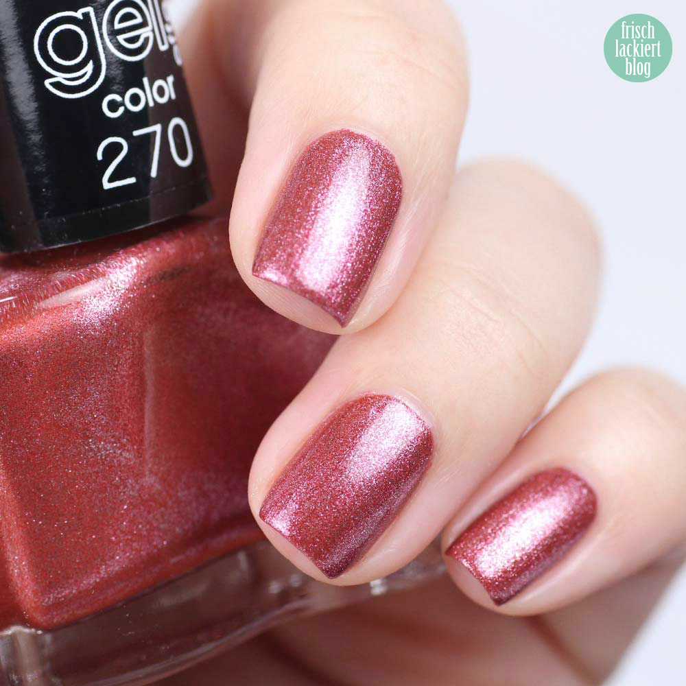 Misslyn Gel Effekt Nagellack – 270 diva royale – Schimmer Kupfer Rosa - swatch by frischlackiert
