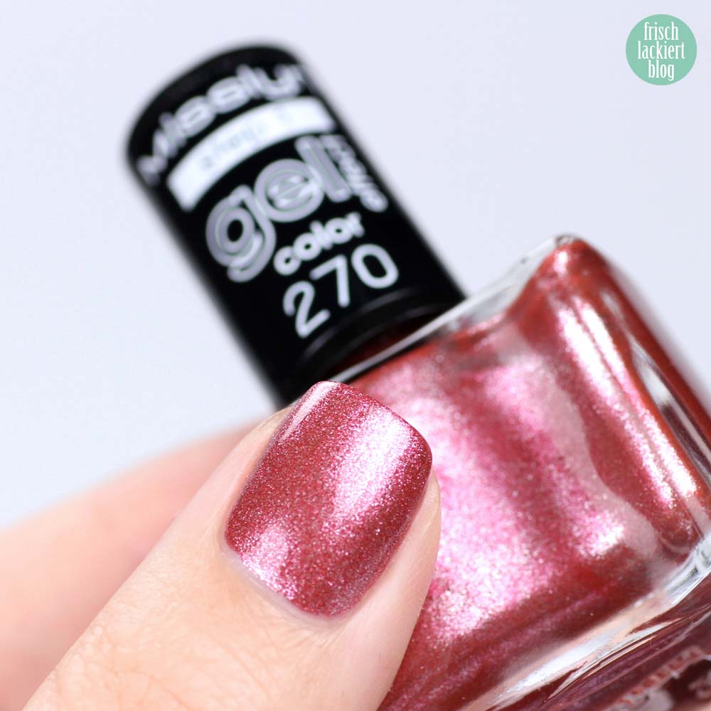 Misslyn Gel Effekt Nagellack – 270 diva royale – Schimmer Kupfer Rosa - swatch by frischlackiert