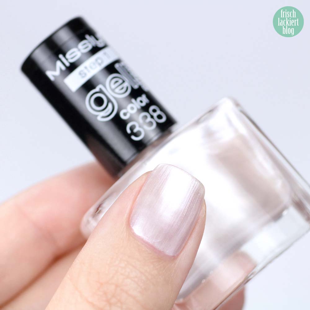 Misslyn Gel Effekt Nagellack – 338 marshmallowselle chic – Schimmer Weiß Rosa - swatch by frischlackiert