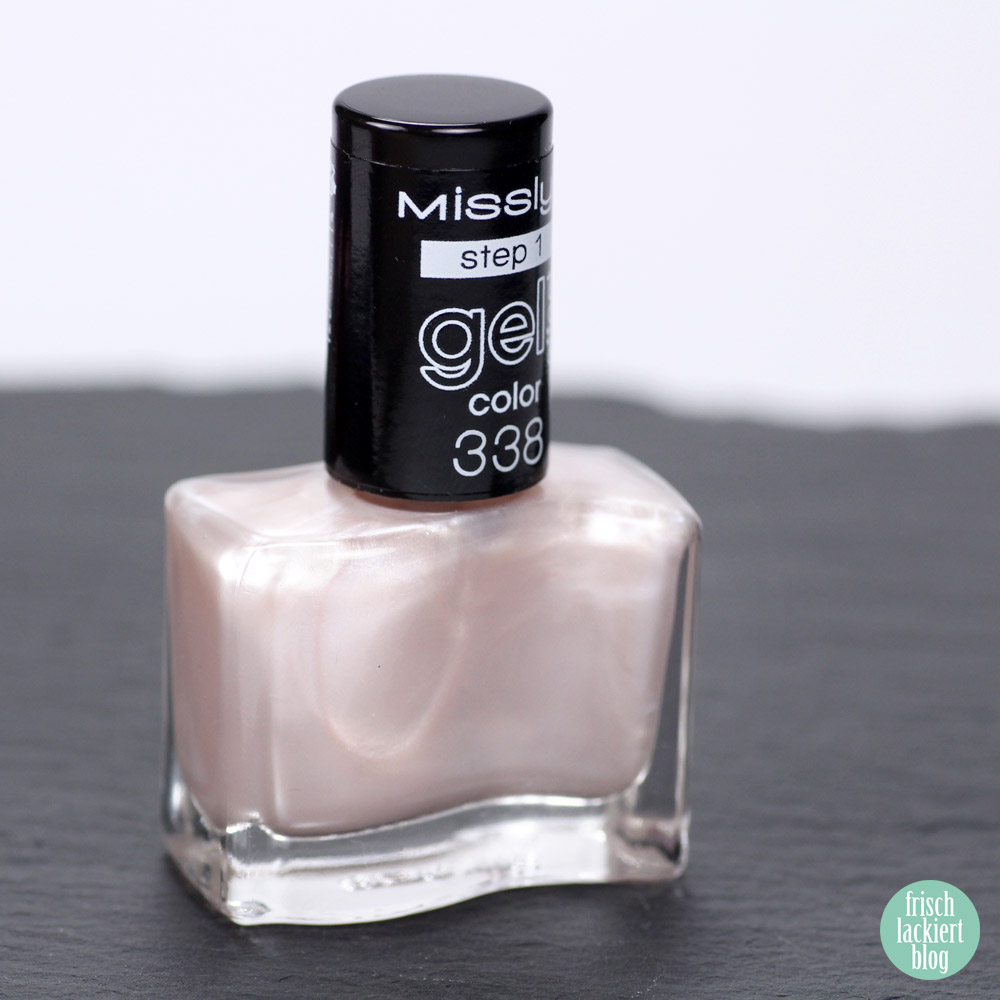 Misslyn Gel Effekt Nagellack – 338 marshmallowselle chic – Schimmer Weiß Rosa - swatch by frischlackiert