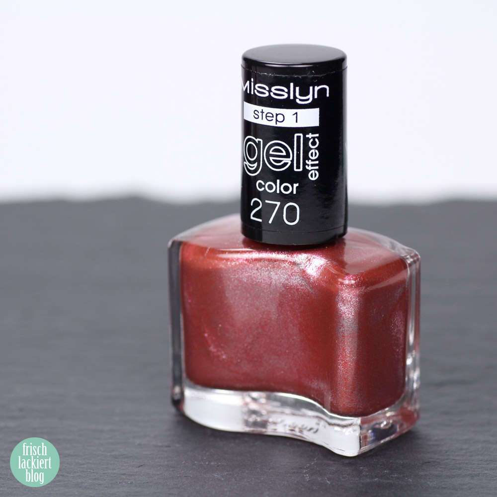 Misslyn Gel Effekt Nagellack – 270 diva royale – Schimmer Kupfer Rosa - swatch by frischlackiert