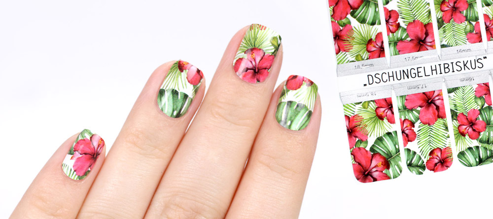 Sticker Gigant Nagelsticker – Dschungelhibiskus – Sommerkollektion 2017 – Anleitung zum Aufkleben von Nagelstickern / Nailwraps – by frischlackiert