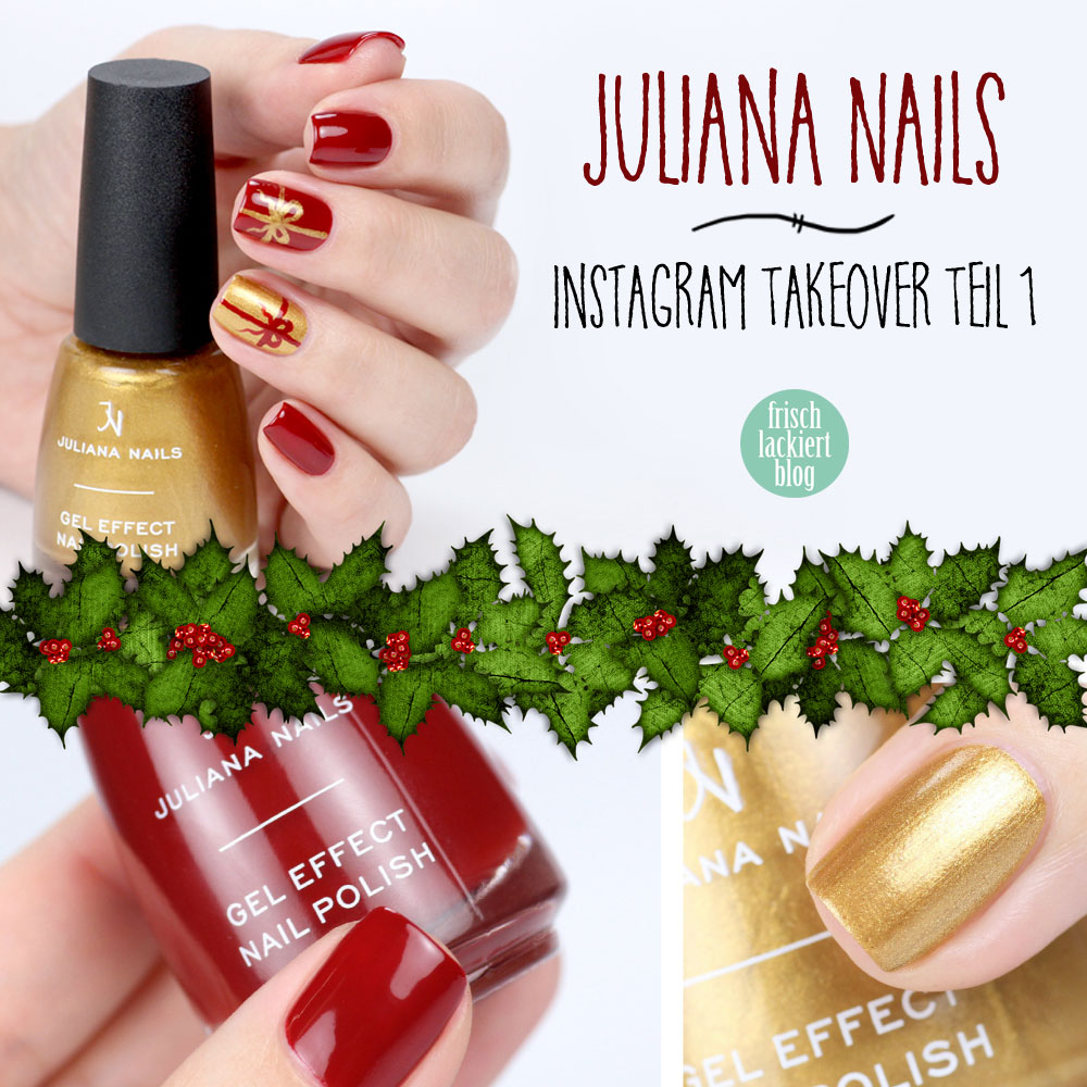 Geschenk Nailart mit Juliana Nails in Rot und Gold – Weihnachten – festlich – by frischlackiert