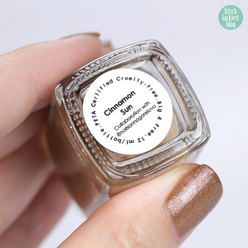 Moo Moo's Signatures - Cinnamon Sun – braun goldener Nagellack – swatch by frischlackiert
