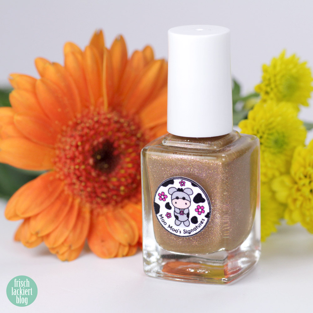 Moo Moo's Signatures - Cinnamon Sun – braun goldener Nagellack – swatch by frischlackiert