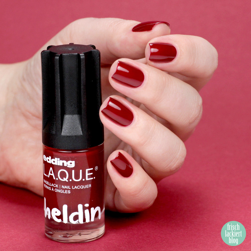 Edding L.A.Q.U.E. – Powerfrauen Kollektion 2018 -daily dark red - red nailpolish - swatch by frischlackiert