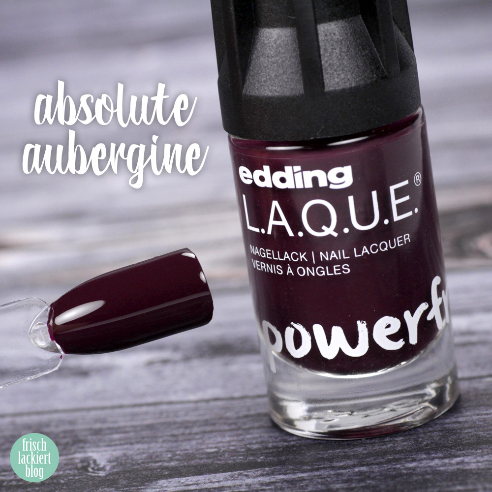 Edding L.A.Q.U.E. – Powerfrauen Kollektion 2018 - absolute aubergine - dark violett nailpolish - swatch by frischlackiert