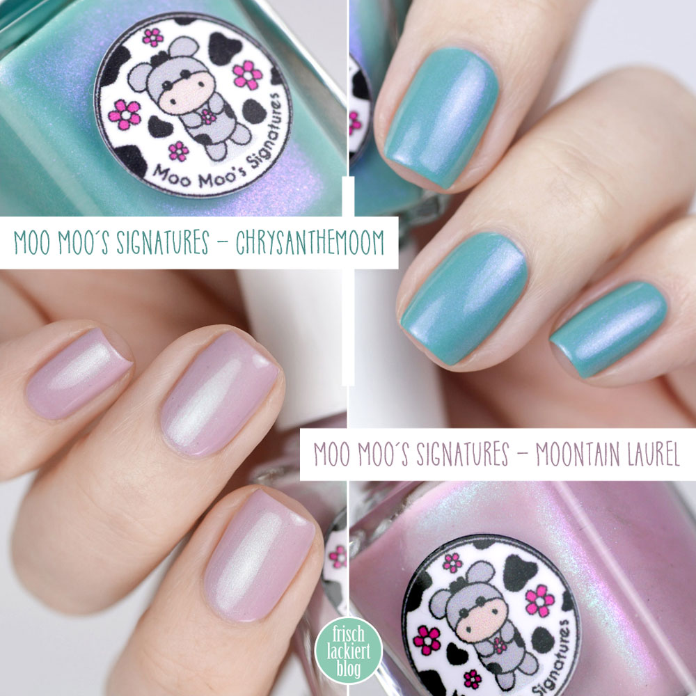 Moontain Laurel & Chrysanthemoom von Moo Moo´s Signatures // Exclusiv bei Color4Nails – swatch by frischlackiert