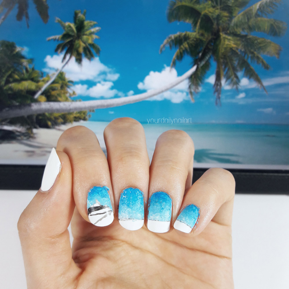 Frischlackiert-Challenge Gastbeitrag von Martha / Yourdailynailart – Paradies und Karibik Nailart freihand gezeichnet