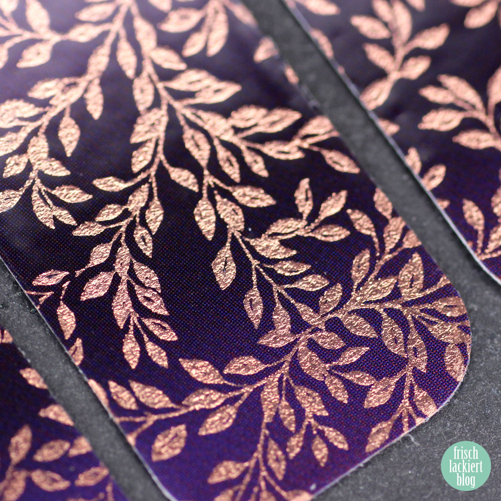 Sticker Gigant Nagelsticker – Mitternachtsgold – Ranken in Roségold und Violett – Nailart – by frischlackiert