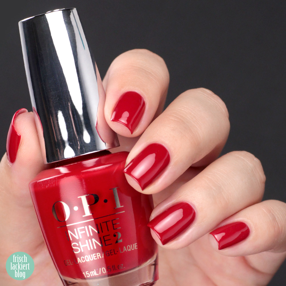 OPI Infinite Shine Nagellack – Apple Red – Test Haltbarkeit – Erfahrungsbericht – swatch by frischlackiert
