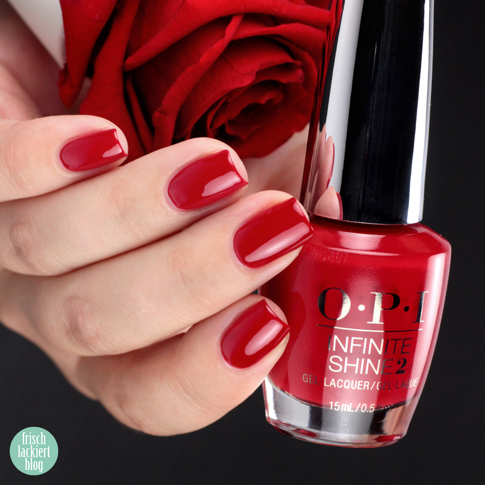 OPI Infinite Shine Nagellack – Apple Red – Test Haltbarkeit – Erfahrungsbericht – swatch by frischlackiert