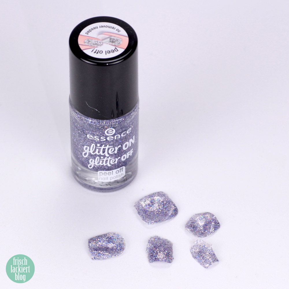 essence glitter on glitter off Peel-Off Glitzer Lacke im Test – starlight express – swatch by frischlackiert