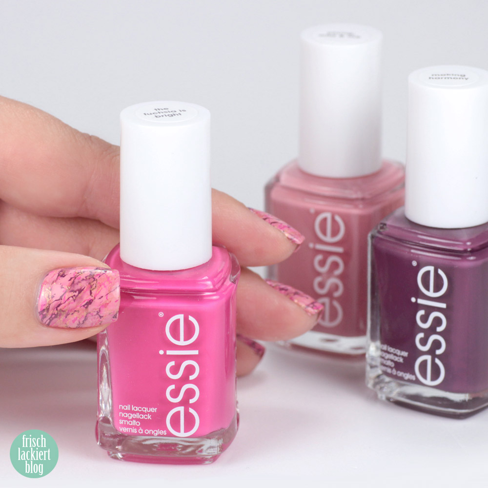 Rosa Stamping Marmor Nailart mit essie young, wild & me und MoYou Explorer Collection 33 – by frischlackiert