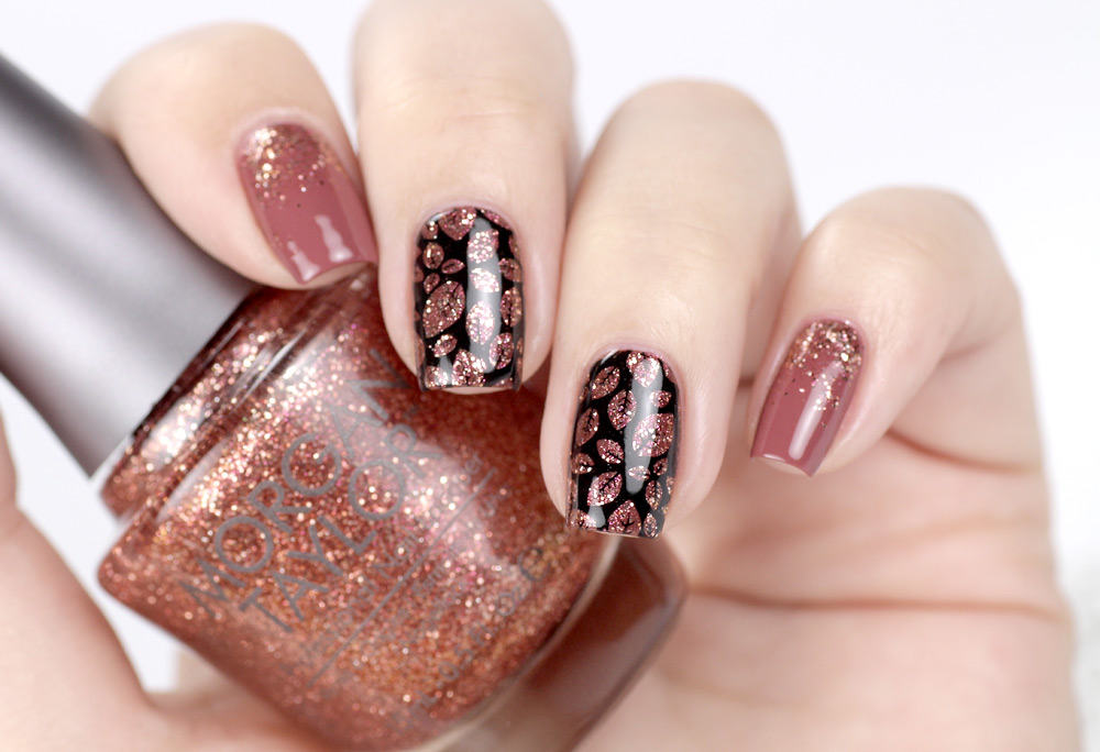 Frischlackiert-Challenge Herbstgefühle – Herbst Nailart mit Glitzer Blättern – by frischlackiert