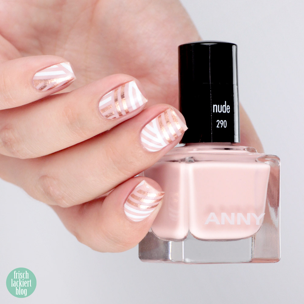 Sticker Gigant Nagelsticker – Streifengold – Weiß Rosegold Nailart – by frischlackiert