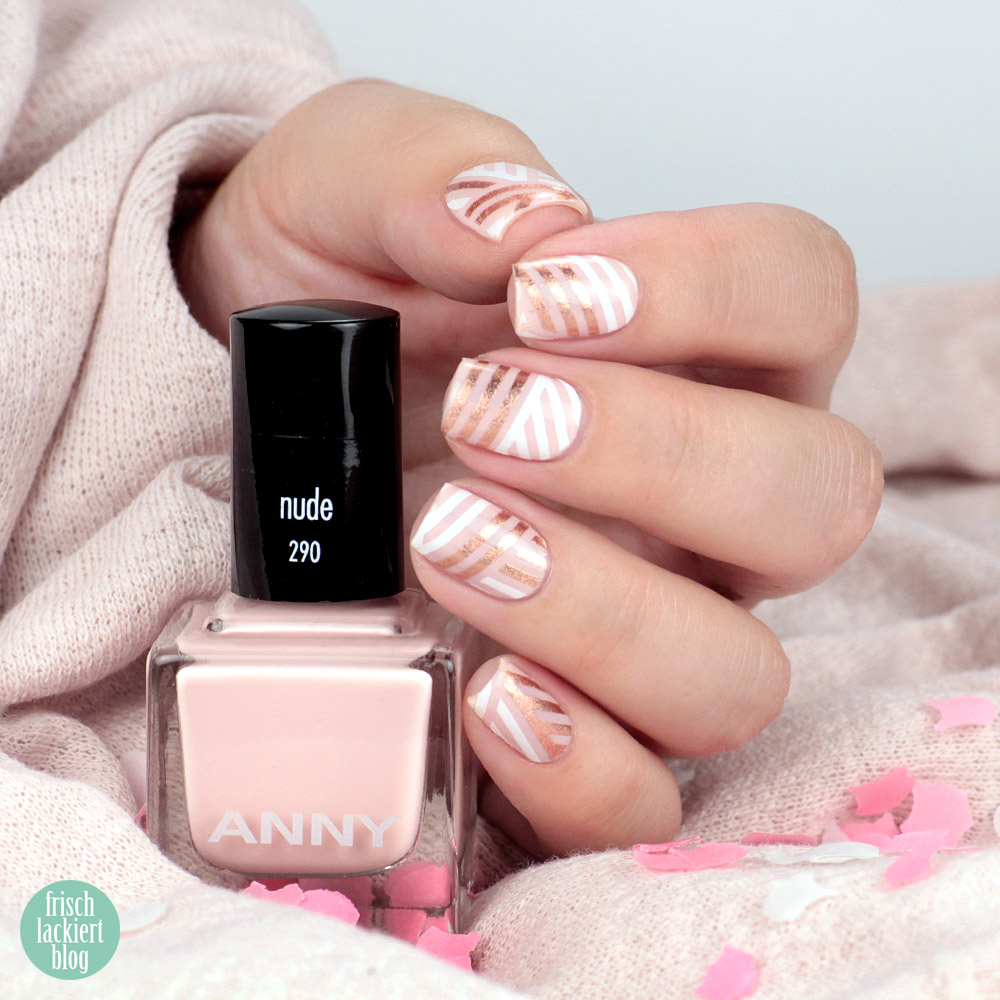 Sticker Gigant Nagelsticker – Streifengold – Weiß Rosegold Nailart – by frischlackiert