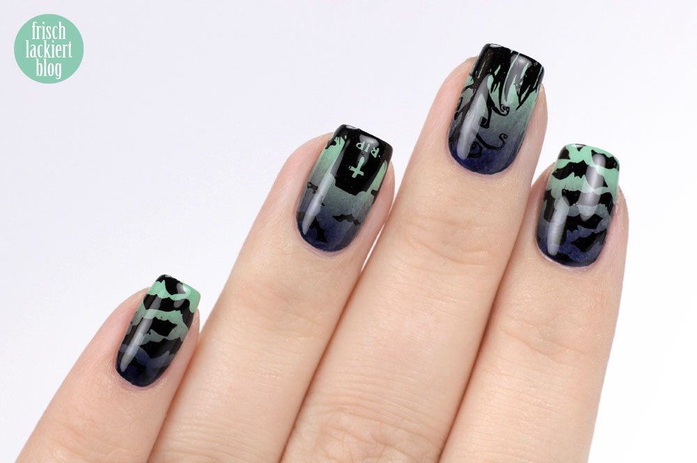 Halloween Nailart mit ANNY – gruseliger Friedhof – Gradient Nails – by frischlackiert
