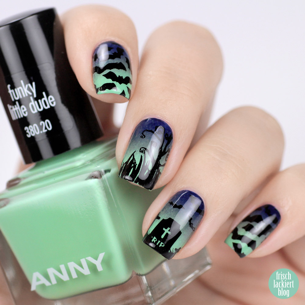 Halloween Nailart mit ANNY – gruseliger Friedhof – Gradient Nails – by frischlackiert