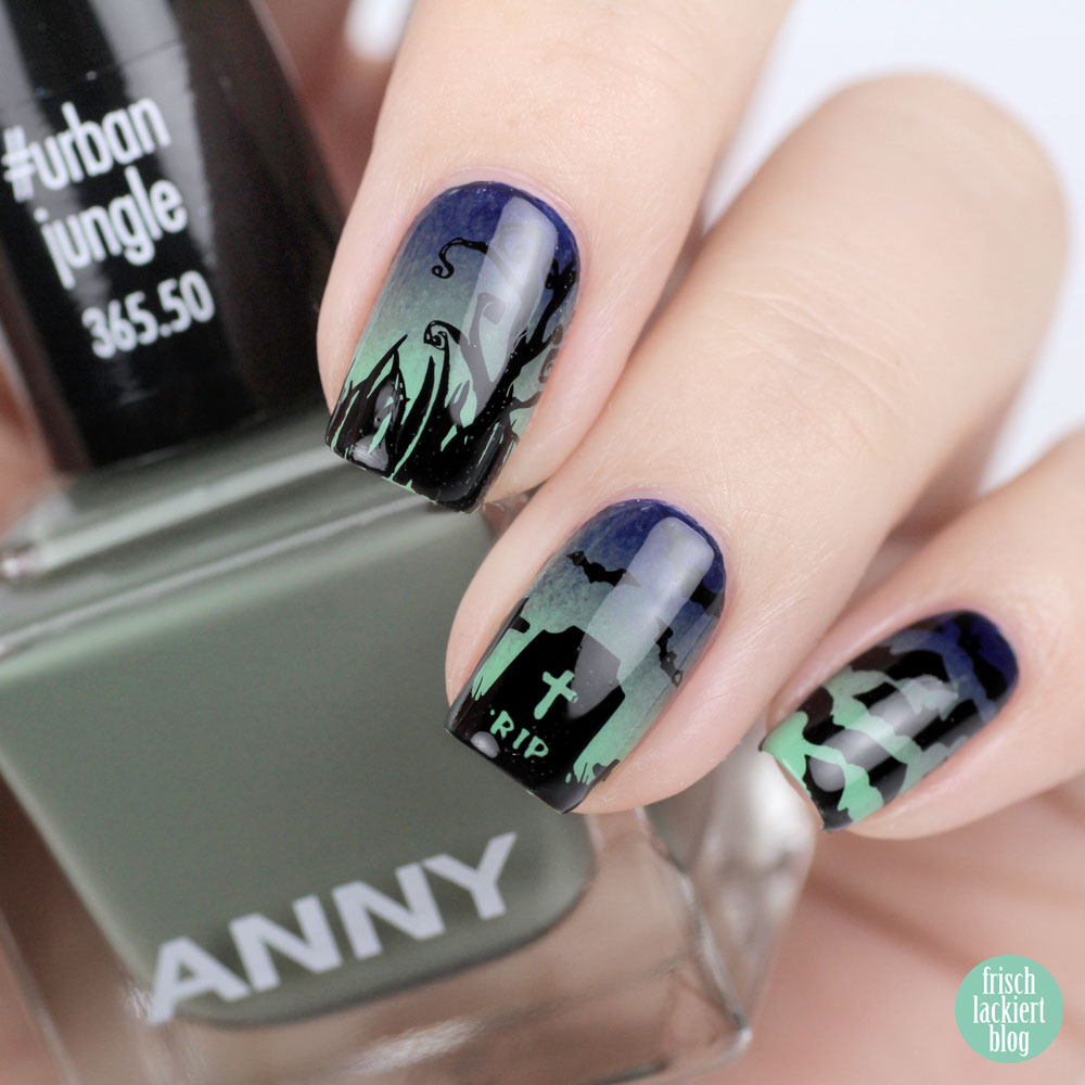 Halloween Nailart mit ANNY – gruseliger Friedhof – Gradient Nails – by frischlackiert
