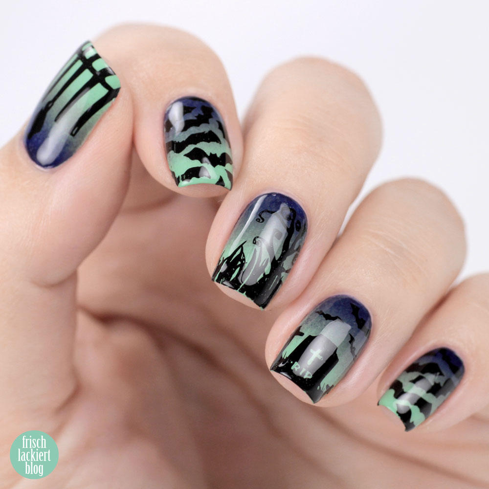 Halloween Nailart mit ANNY – gruseliger Friedhof – Gradient Nails – by frischlackiert