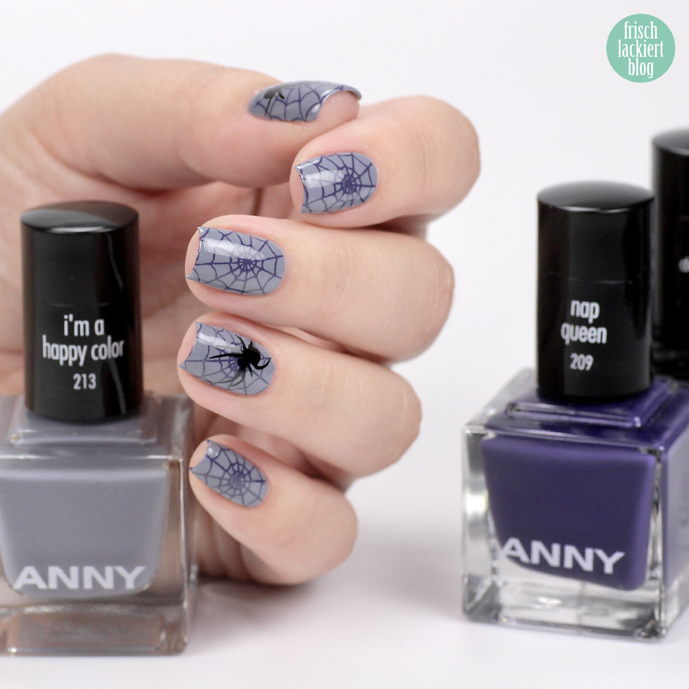 Halloween Spider Nails mit ANNY I´m a happy color – Nailart by frischlackiert