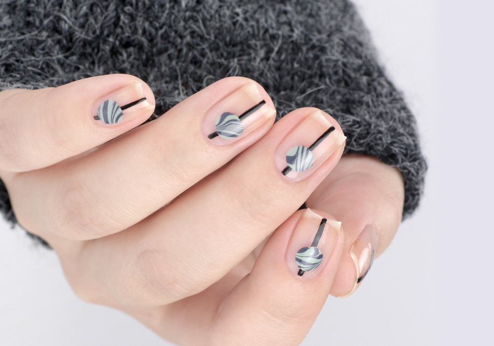 Frischlackiert-Challenge – Minimal Look – Nailart mit Watermarble – by frischlackiert
