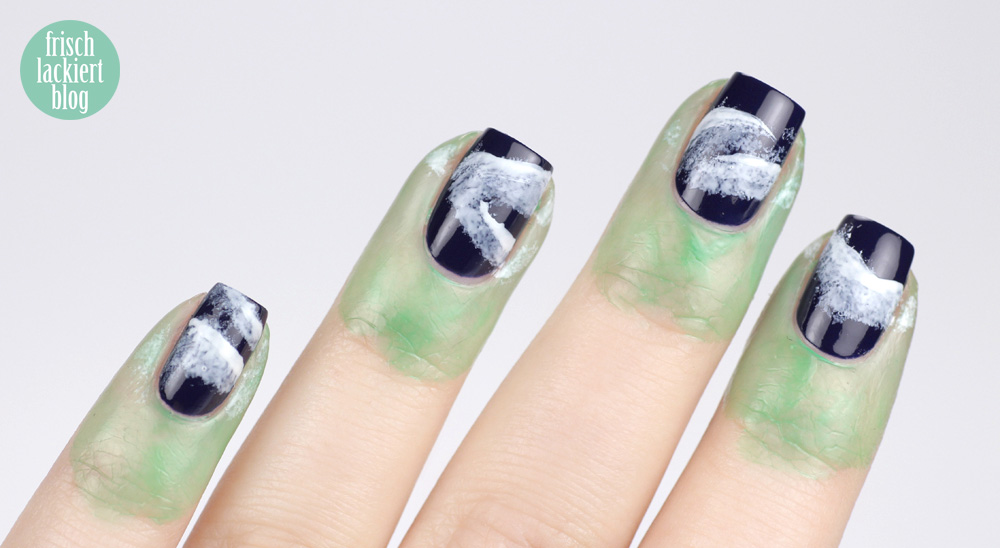Frischlackiert-Challenge – Sterne und Nordlichter - northern lights aurora nailart tutorial – by frischlackiert