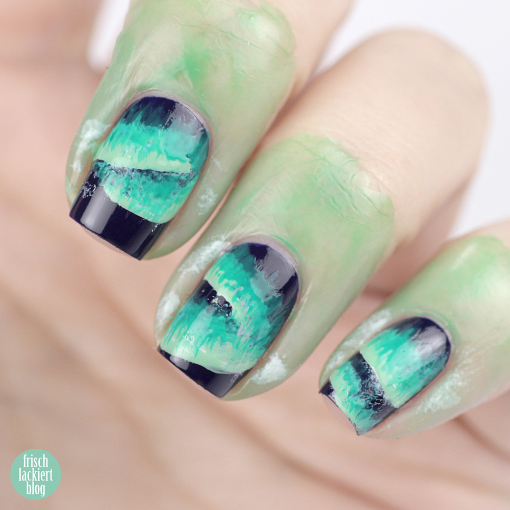 Frischlackiert-Challenge – Sterne und Nordlichter - northern lights aurora nailart tutorial – by frischlackiert